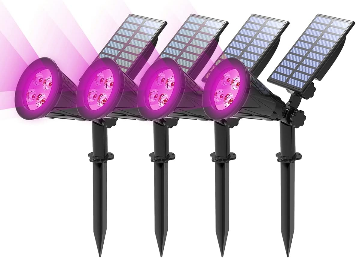 T-SUN Color Changing Solar Spot Lights Outdoor Waterproof, 7 LEDs, 2 Pack | 7 Color Changing Modes, IP65 Waterproof Dusk to Dawn Solar Uplights for Tree, Patio, Yard, Garden, Driveway, Pool Area