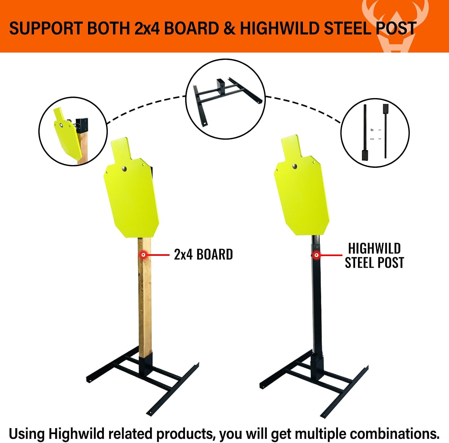 Highwild 2x4 Target Stand Base for AR500 Steel Shooting Targets - Double T-Shaped Base for Shooting Range Outdoor
