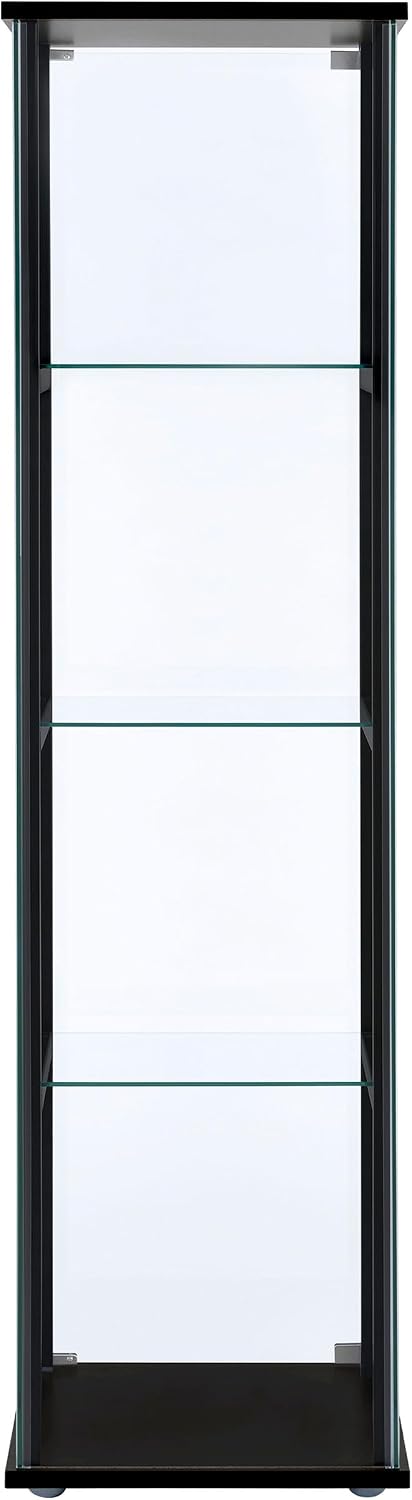 Coaster Home Furnishings Cyclamen 34-inch 3-Tier Clear Tempered Glass Curio Cabinet Display Case with Shelving Black 950179