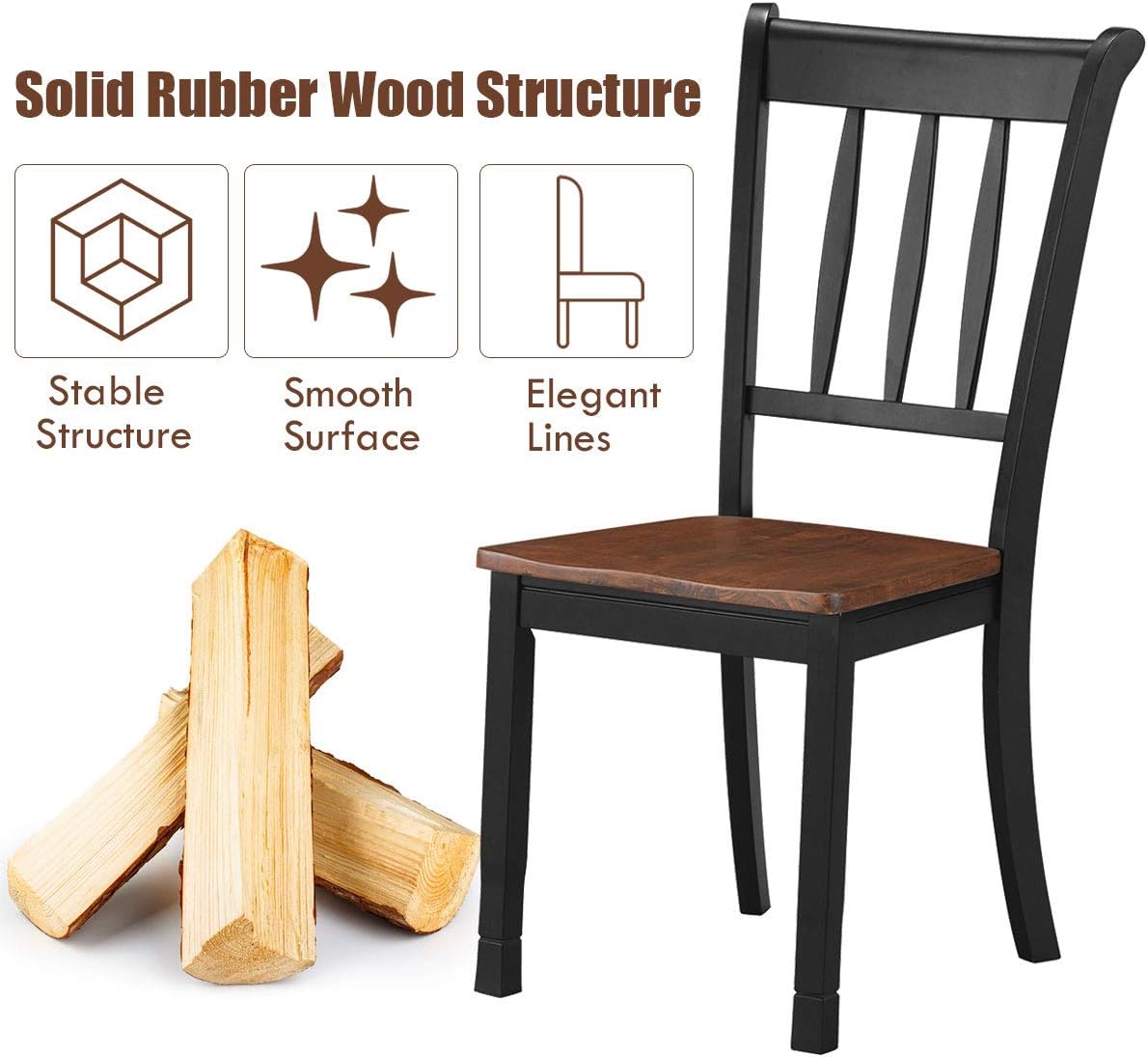 GIANTEX Wood Dining Chairs Set of 2, Armless Kitchen Chairs