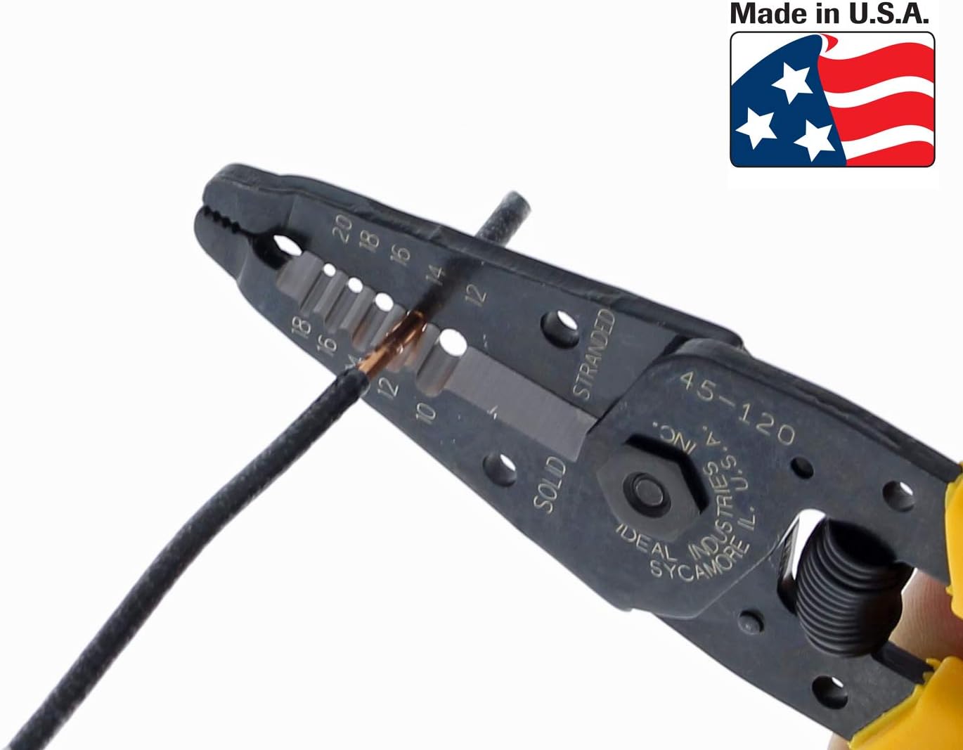 IDEAL Electrical Reflex Super T-Stripper Wire Strippers, 8–16 AWG Solid, 10–18 AWG Stranded, Ergonomic Wire Cutter and Stripping Tool with Textured Sleeves, Locking Handle