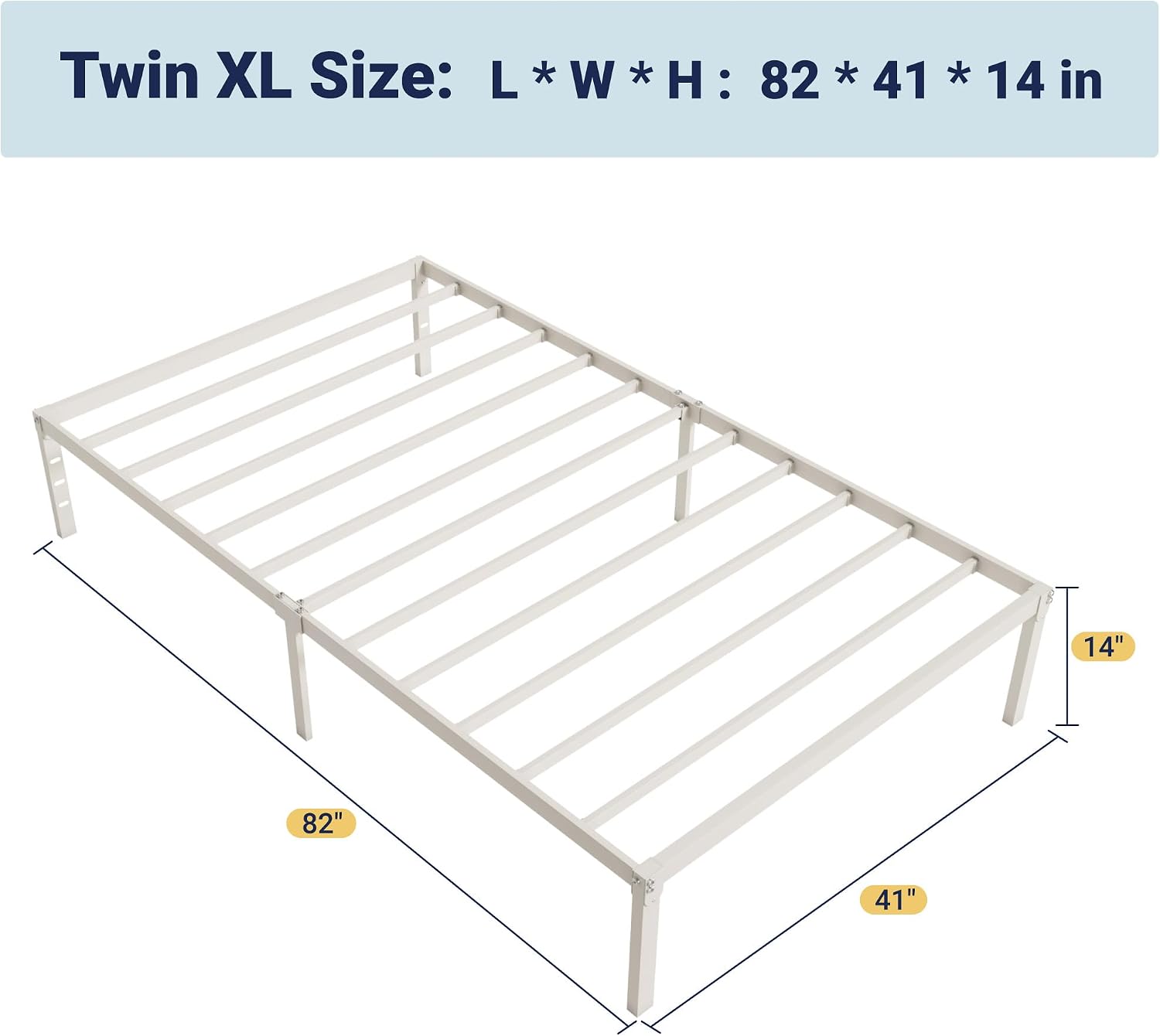 Allewie Full Size Bed Frame, 14 inch Metal Platform Beds with Storage Space, No Box Spring Needed and Easy Assembly, White