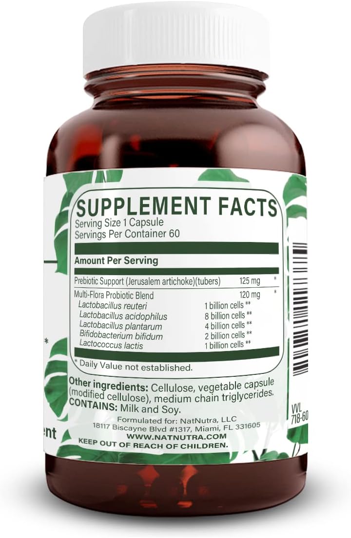 Natural Nutra Probiotic Quattro, 50 Vegetarian Capsules | Advanced Probiotic Supplement, 4 Powerful Strains Including Lactobacillus Acidophilus, Bifidus, Supports Digestive
