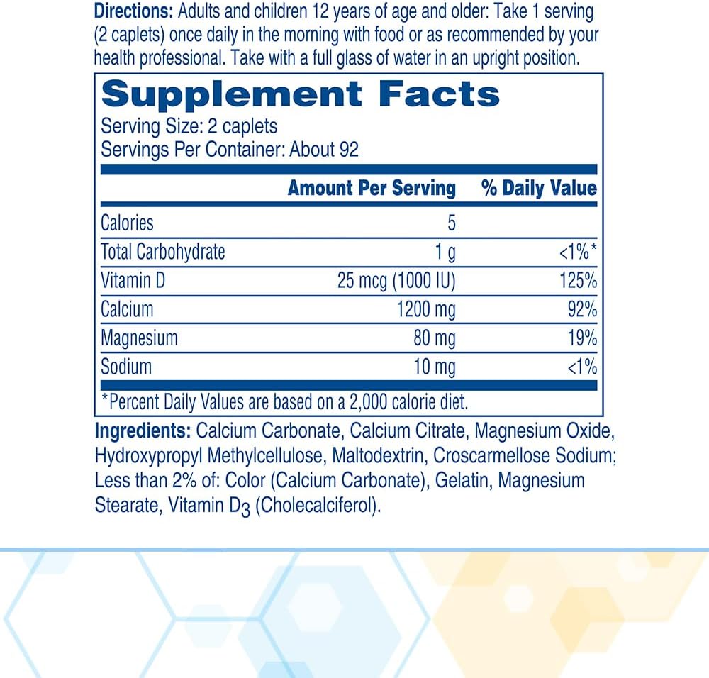 Citracal Slow Release- Calcium 1200 mg with Vitamin D3, Magnesium, Calcium Supplement, Bone Health Support, Take Once Daily Caplet, 185 Count