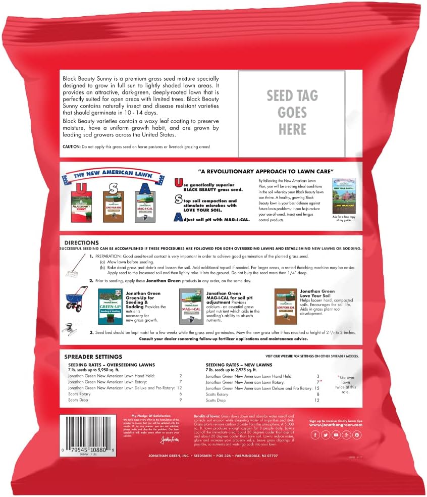 Jonathan Green (10895) Black Beauty Sunny Grass Seed - Cool Season Lawn Seed (1 lb)