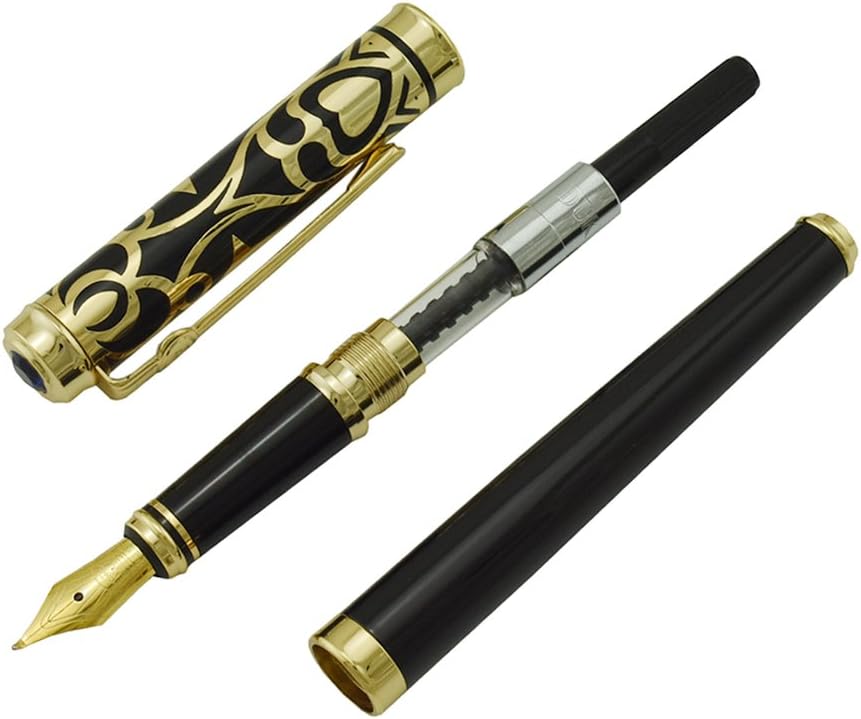 Duke Fude Nib Fountain Pen Medium to Broad Nature Mother Pearl on Cap with Pen Pouch sketching Art Drawing Signature Calligraphy Pen Case Set