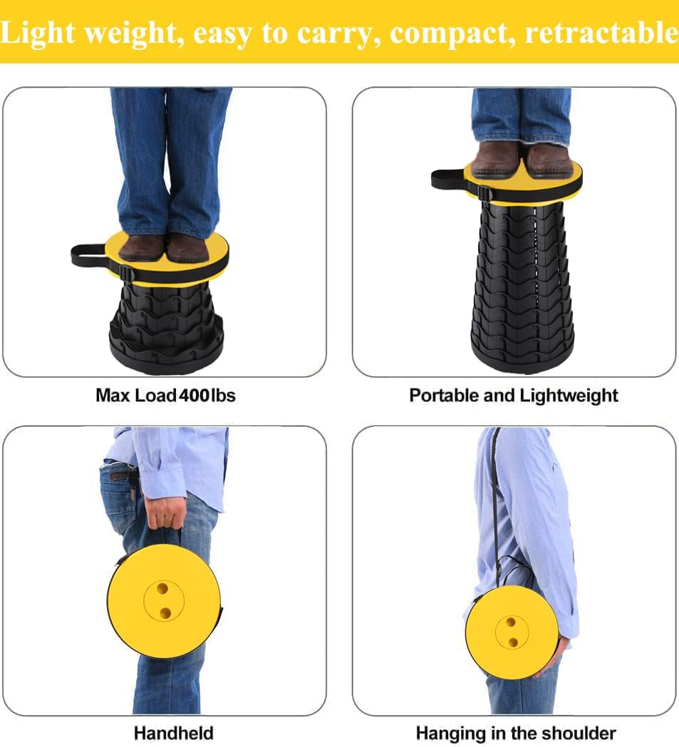 Fishboy Collapsible Stool for Adults, Portable Folding Camping Seat, 400lbs