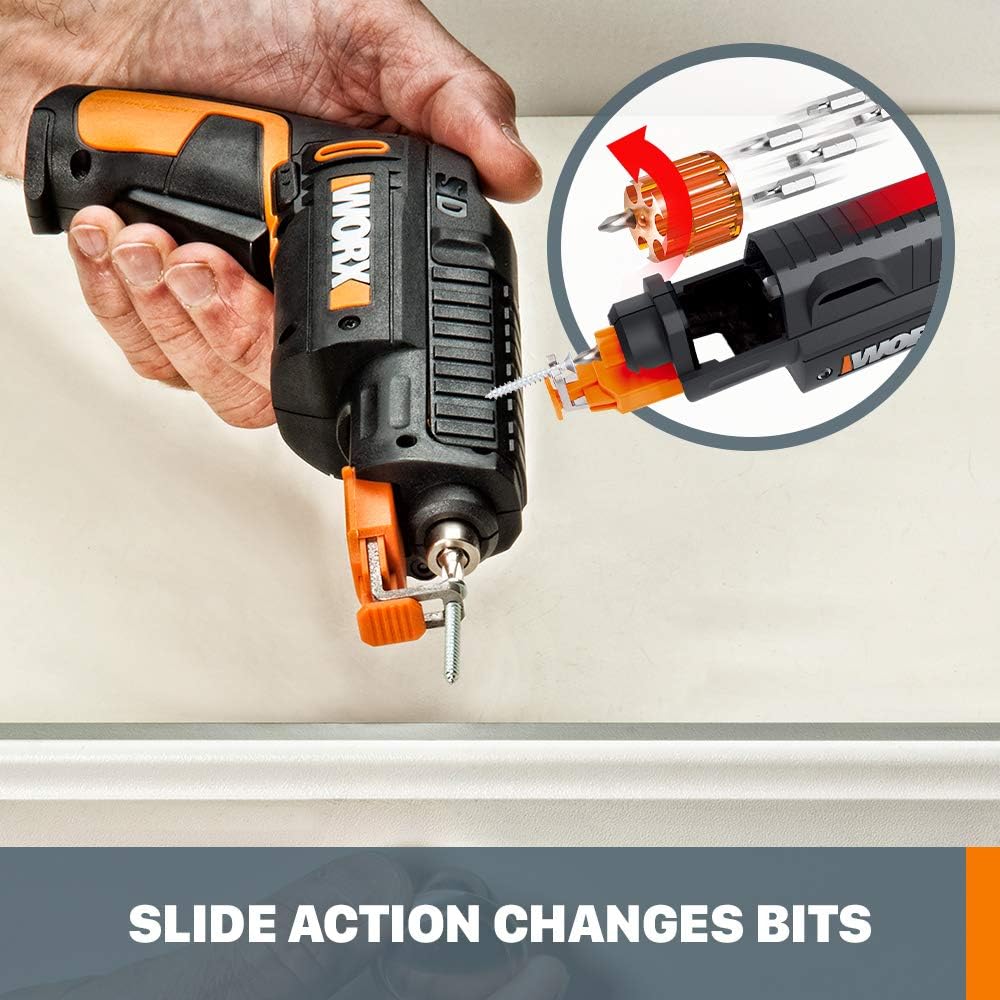 WORX Cordless Screwdriver, 4V 6-Bit Cartridge with Screw Holder, WX255L