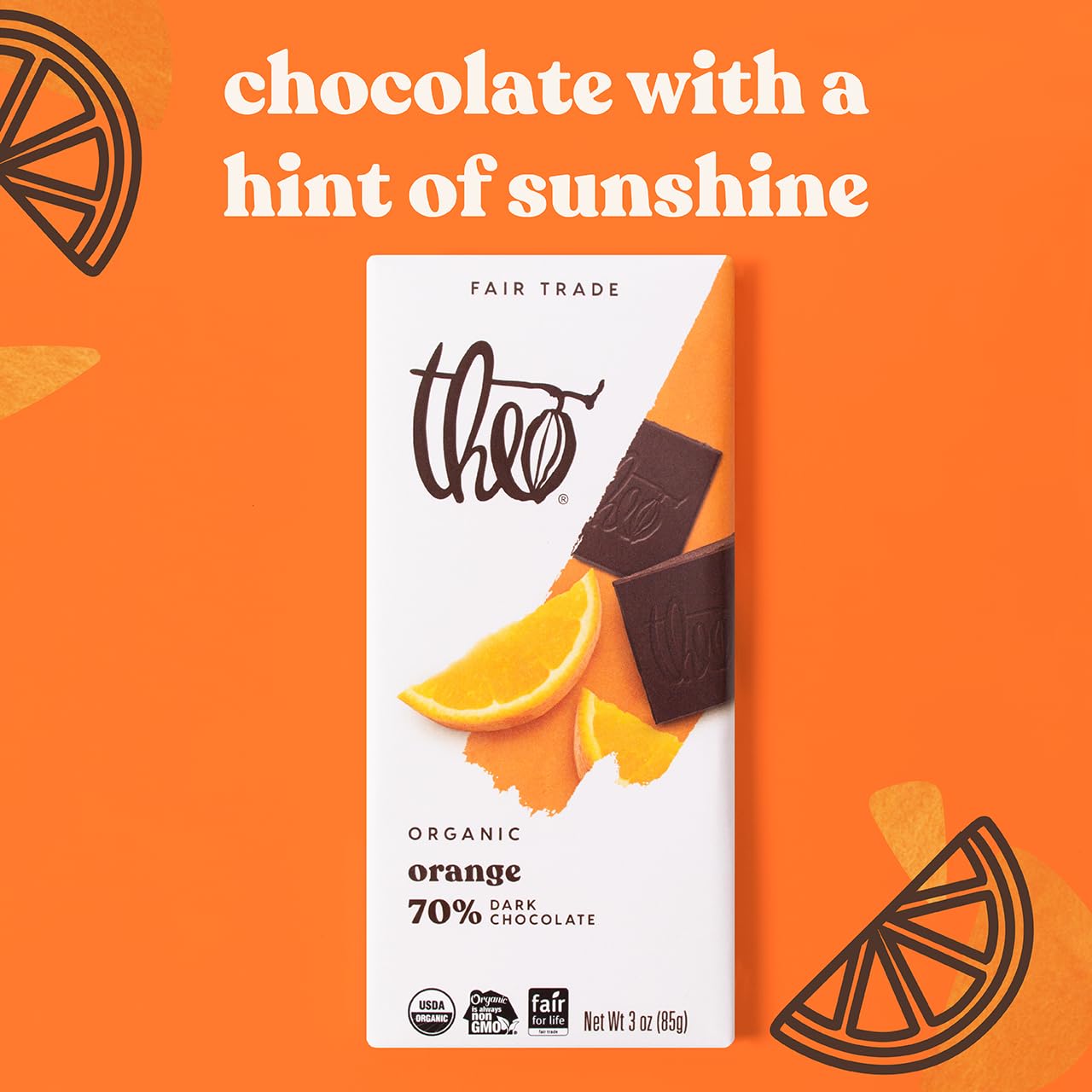 Theo Pure Organic Dark Chocolate Bar, 85% Cacao, 1 Bar | Vegan, Fair Trade