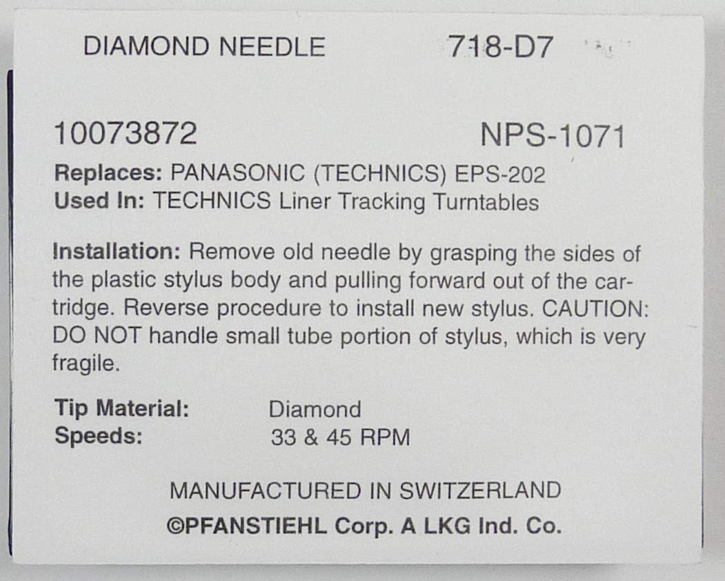 Phonograph Needle For Panasonic Technics EPS25CS EPS24CS SL5 SLBD22 P24 P28 SL-N5 SL-N15 AT3482P SL-V5 & Others