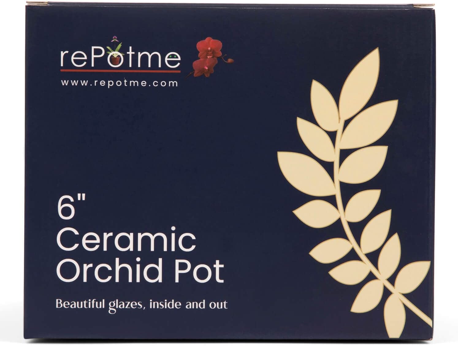 rePotme 6" Pinwheel Fluted Ceramic Plant Pot (Cream Over Lavender) - Includes Free 6 inch Slotted Pot Liner - Great for Orchids, Succulents
