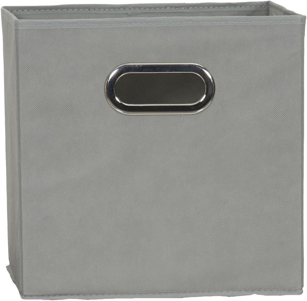 Household Essentials Fabric Storage Bins 6 Piece Set, Strong Poly-Woven Fabric, Sturdy Chipboard Sides, Grommet Front Handle, Stackable and Foldable, Classic Design, Navy