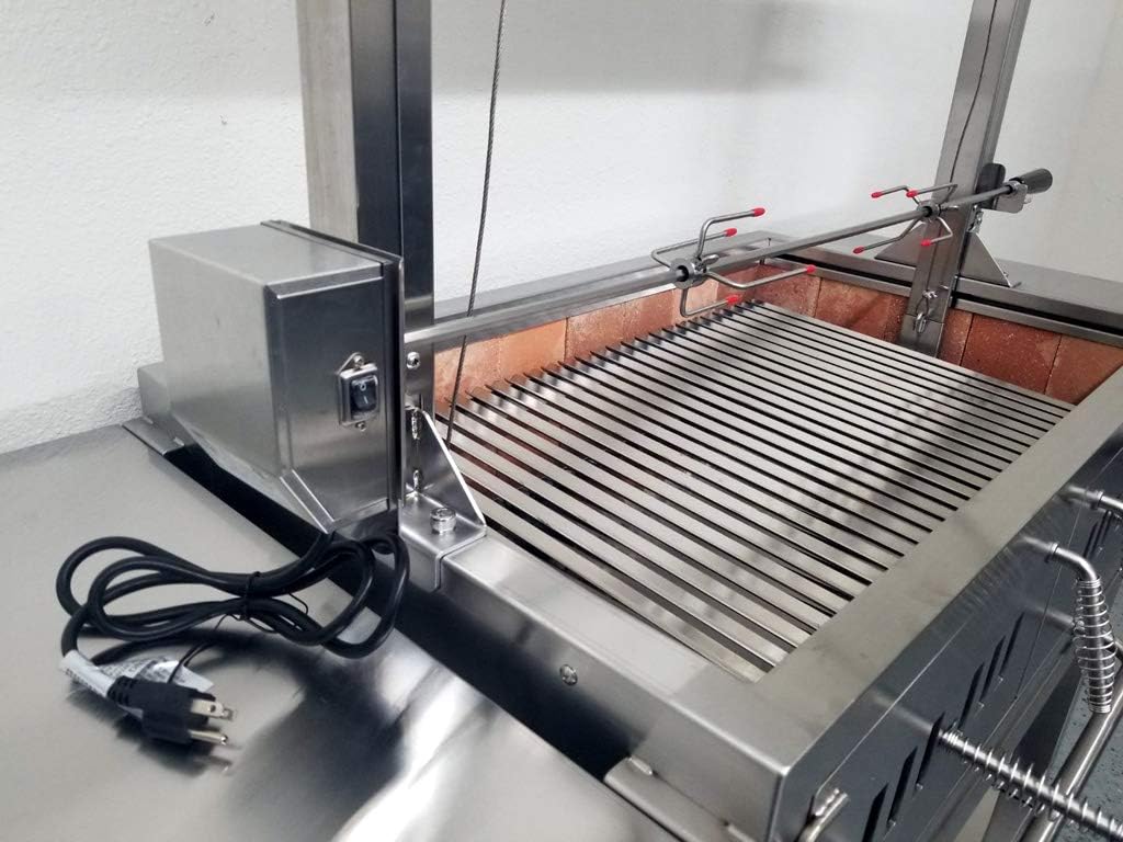 Charcoal Outdoor BBQ, Stainless Steel #430 Body and #304 Grates, Rotisserie Parrilla Santa Maria/Argentine Grill Spit