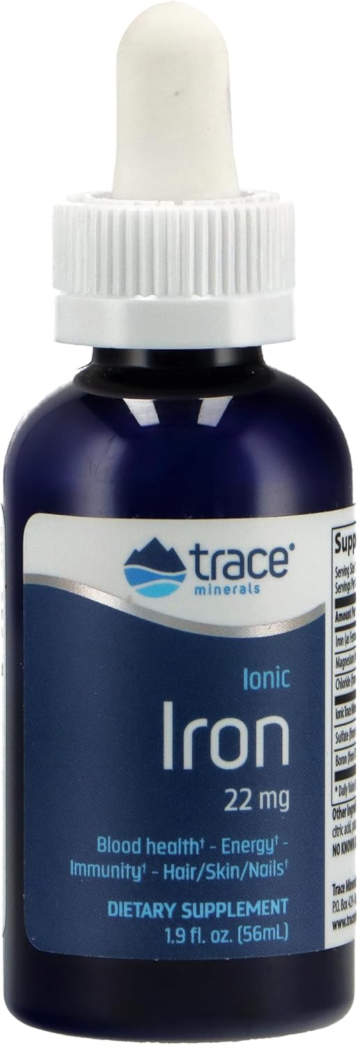 Trace Minerals Iron Liquid Supplement, 22 mg Ferrous Sulfate, 1.9 fl oz | Gentle on the stomach, High-absorption ionic form