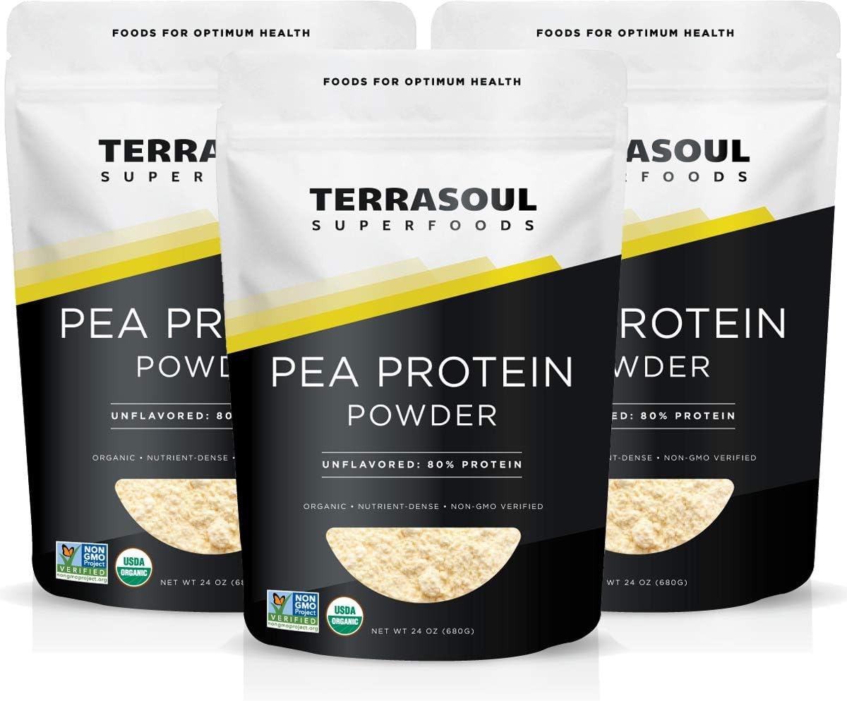 Terrasoul Superfoods Organic Pea Protein (Unflavored, Smooth Texture), 1.5 Pounds