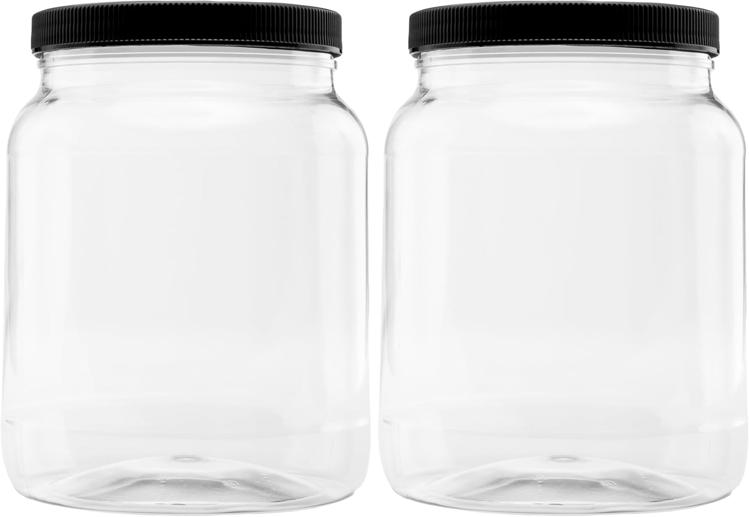 1 Pack - 128 oz (1 Gallon) Plastic Storage Jars with 110-400 Leak Proof Black Lids, Food Grade, BPA Free, Hand Wash Only (128oz, BLK, 1PK)
