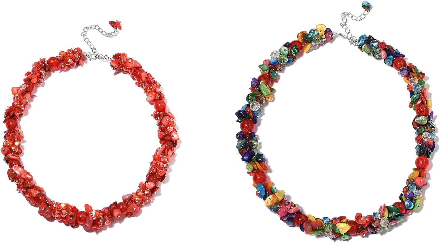 Shop LC Red & Multi Color Shell Cubic Zirconia CZ Bead Strand Beaded Necklace Fashion Delicate Gifts for Women Jewelry