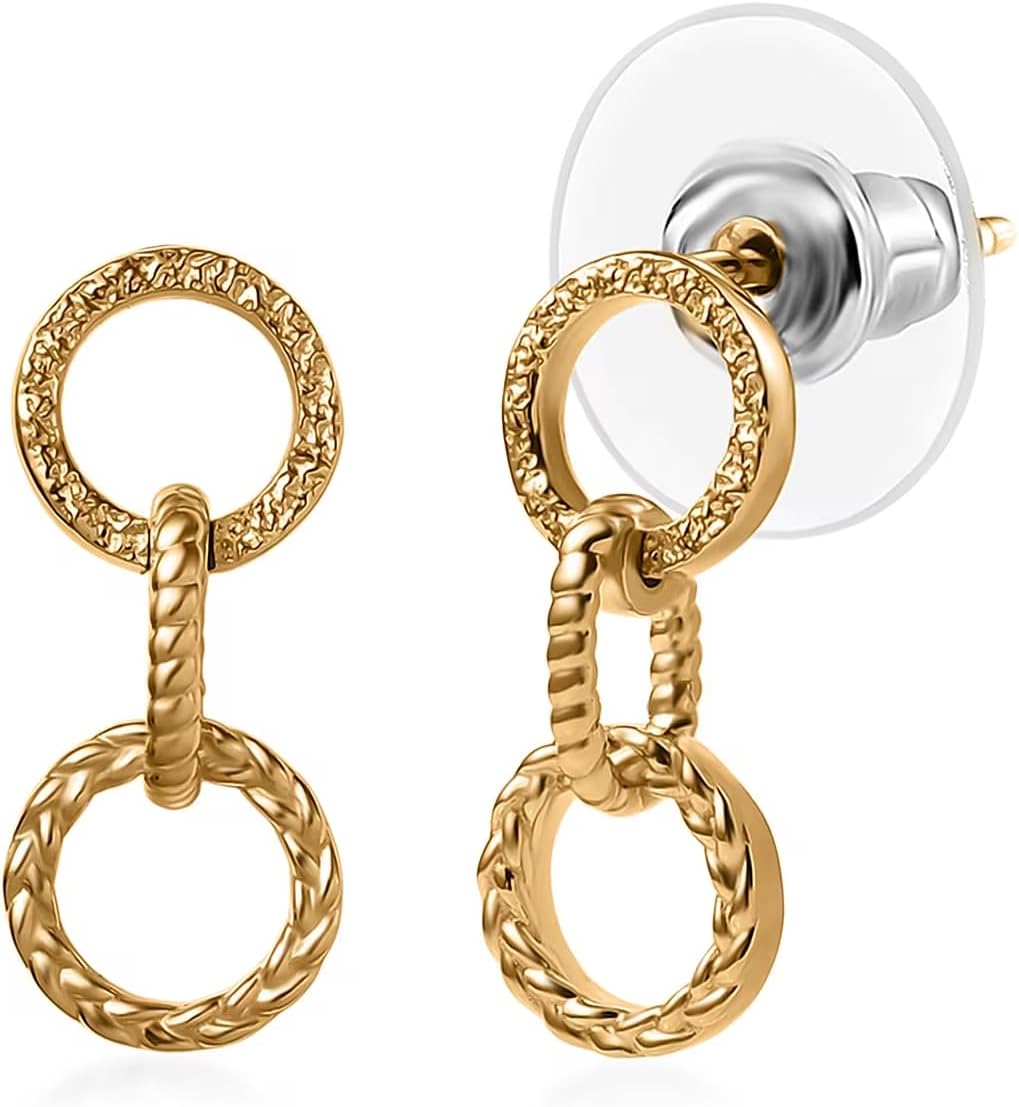 Shop LC Earrings in 18K Vermeil Yellow Over Sterling Silver 2.35 Grams