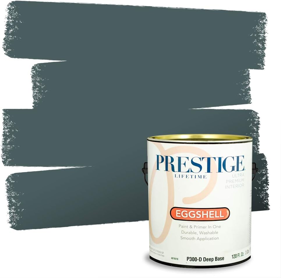 PRESTIGE Paints E100-T-SW6241 Exterior Paint and Primer in One, 1-Gallon, Flat, Comparable Match of Sherwin Williams Aleutian, 1 Gallon, SW18-Aleutian