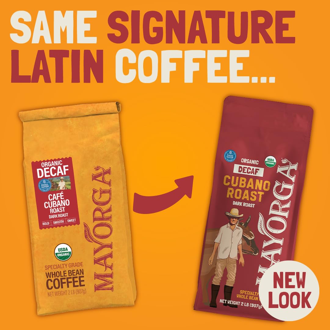 Mayorga Organic Coffee 12oz Cafe Cubano Roast - Dark Roast Whole Bean Coffee Specialty Grade, 100% Arabica, Slow Roasted, Bold and Smooth Flavor with Low Acidity - USDA Organic, Non-GMO, Kosher,