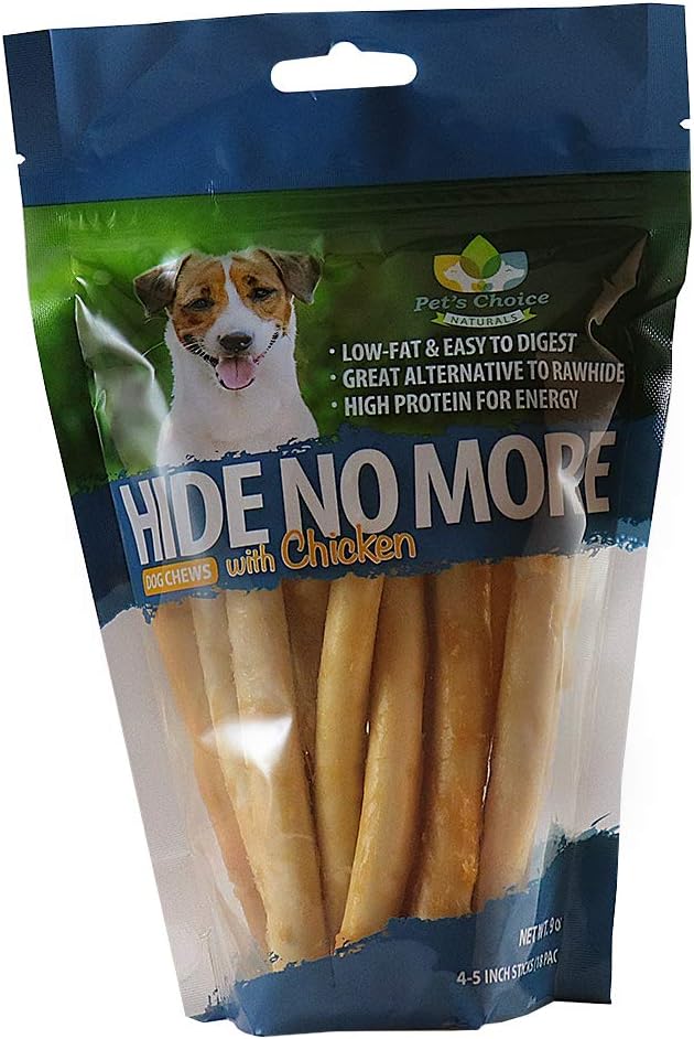 Pet’s Choice Pharmaceuticals HideNoMore, Rawhide Free Chicken Chew Treats for Dogs, 4-5" 18 ct