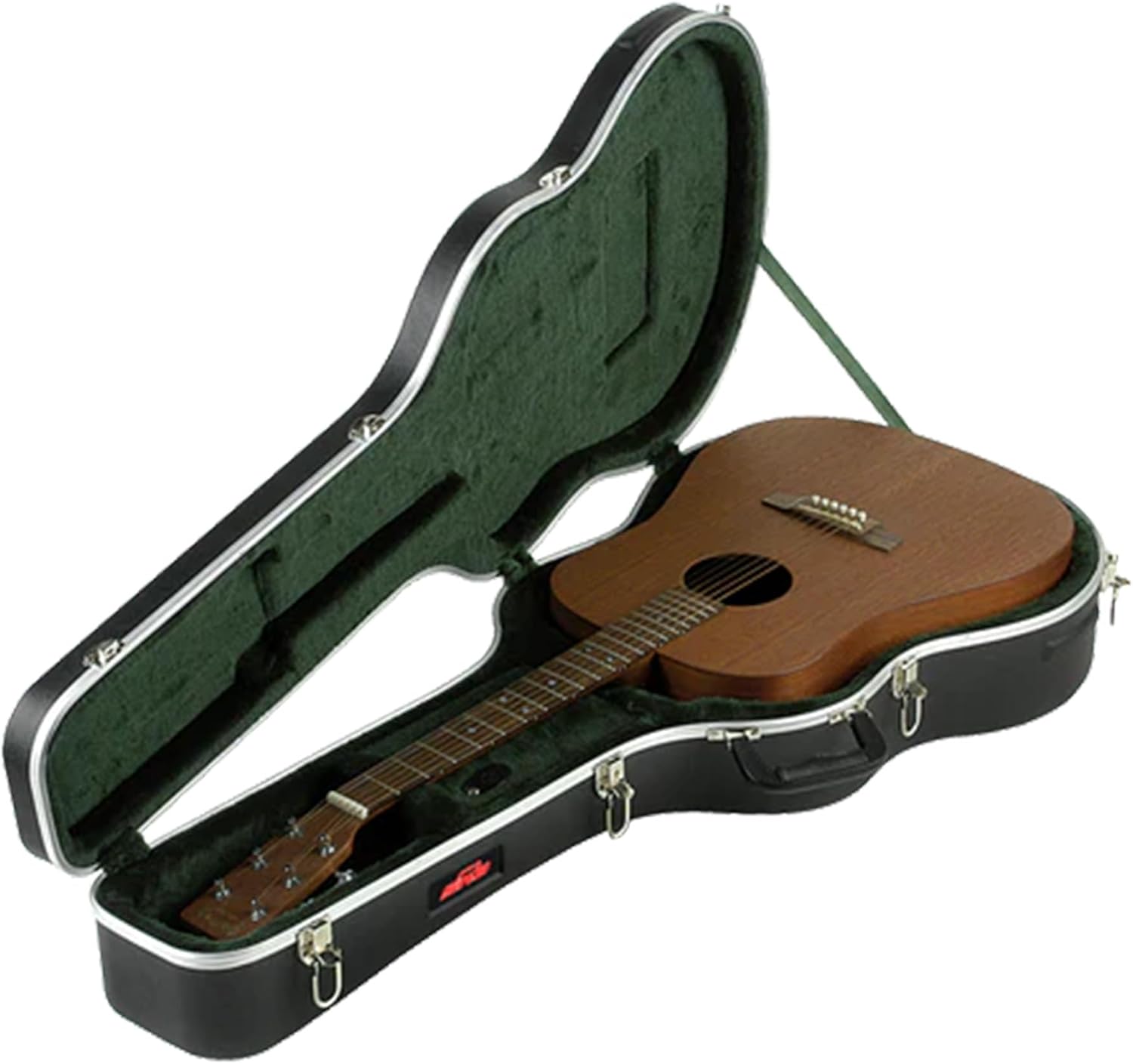 SKB Hardshell Travel Case for Dreadnought Acoustic Guitars, Molded In Bumpers for Protection, Plush Lined Interior and Latches