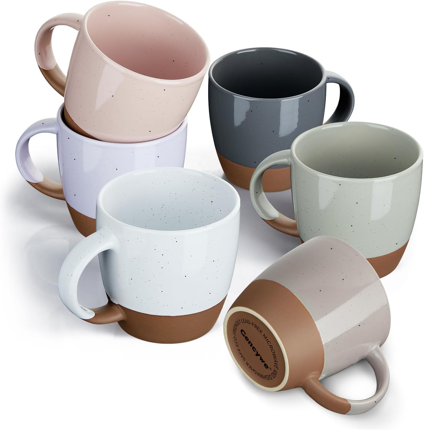 Morandi Color Ceramic Coffee Mugs Set of 6 (Large), 18 oz Coffee Cups with Handle, Latte Mug, Big Mug for Women, Men, Great for Tea Hot Chocolate