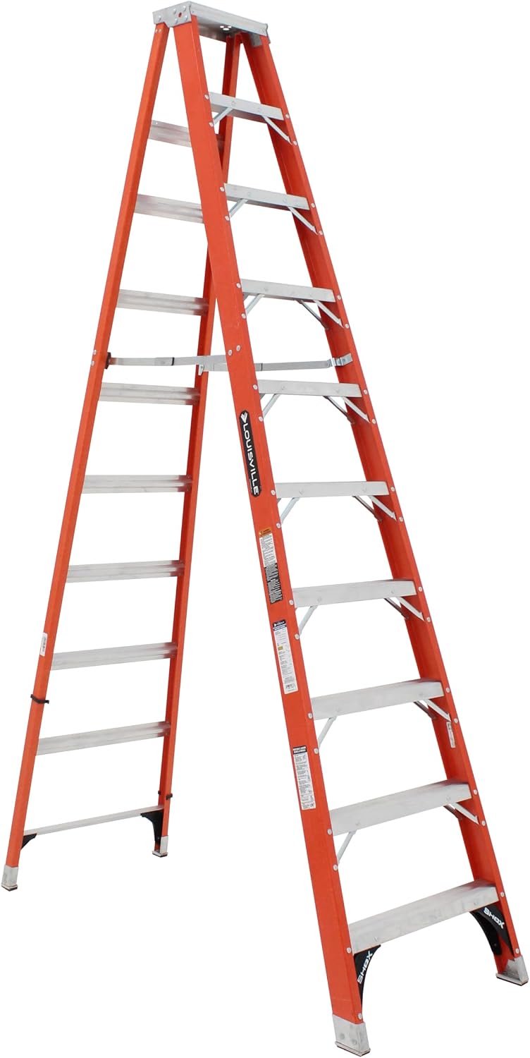 Louisville Ladder 12-Foot Fiberglass Step Ladder, 375-Pound Load Capacity, Type IAA, FS1312HD
