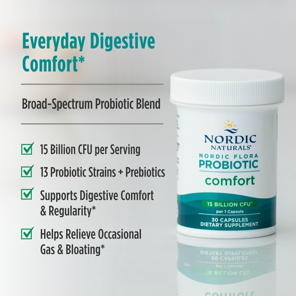Nordic Naturals Nordic Flora Probiotic Daily, Immune Support - 60 Count | 4 strains, 12 billion CFU. Supports immune health, digestive wellness & optimal gut function. Vegan, Non-GMO. 30 servings.