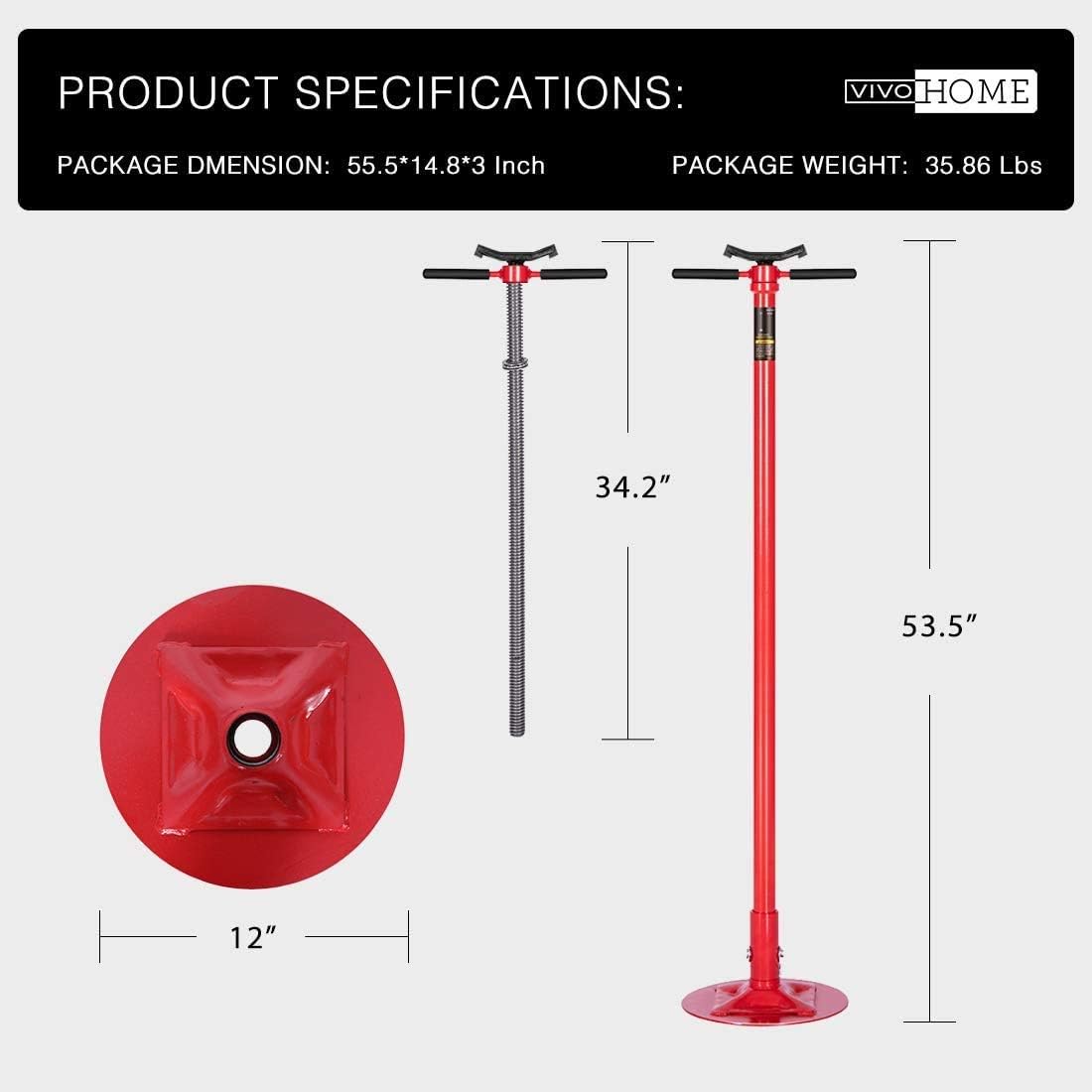 SPECSTAR Under Hoist Support Stand 3/4 Ton Jack Stand | 1650Lbs Capacity, Adjustable 52-76 Inch Height, 12 Inch Diameter Base for Vehicle Lifting & Support