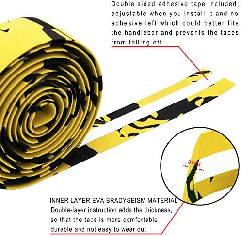 TOPCABIN Comfort Gel Road Bike EVA Handlebar Tape Bike Bar Tape Camouflage Series Tape with Reflective Bar Plugs