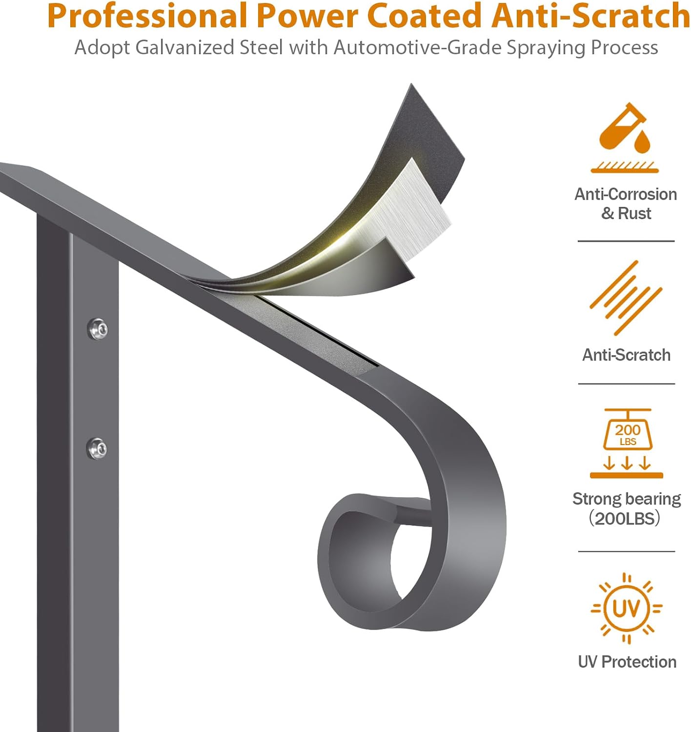 Wrought Iron Handrail 38.8" H, Single Post Handrail Fits 1 or 2 Steps