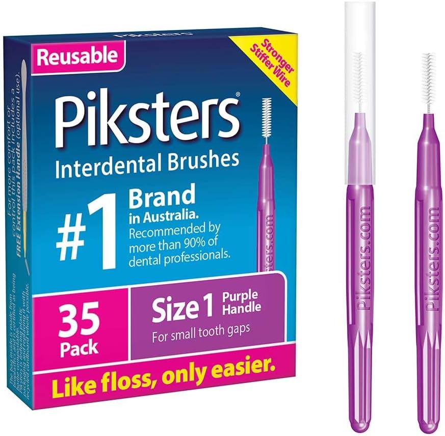 Piksters Interdental Brush Tight Gaps 35 Pack Purple Size 1