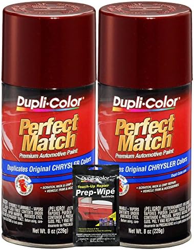 Dupli-Color Dark Garnet Red Pearl Perfect Match Automotive Paint for Chrysler Vehicles - 8 oz, Bundles with Prep Wipe (3 Items)