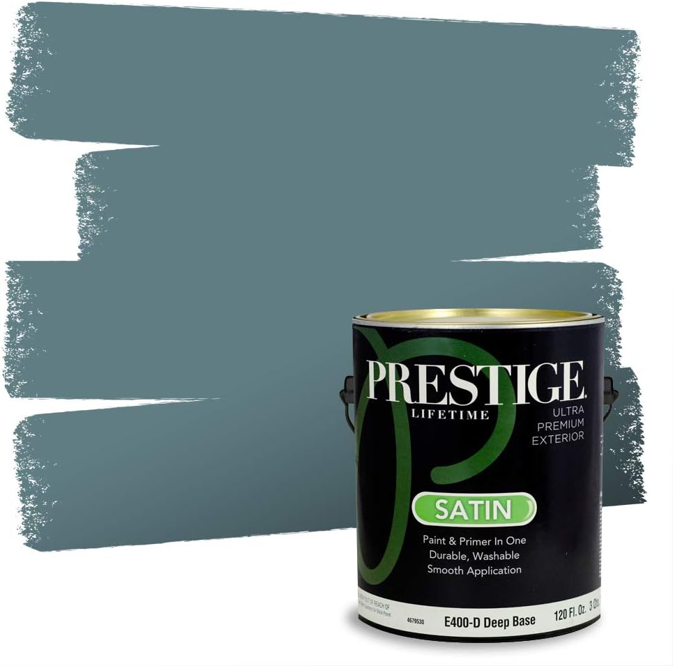 PRESTIGE Paints E100-T-SW6241 Exterior Paint and Primer in One, 1-Gallon, Flat, Comparable Match of Sherwin Williams Aleutian, 1 Gallon, SW18-Aleutian