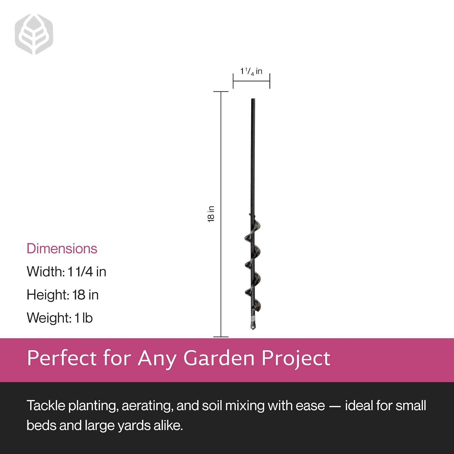 Yard Butler IREA-4 Roto Earth 18” Auger Drill Bit - Digging Tool for Effortless Bulb Planting - Multi-Use Drill - Heavy-Duty Garden Tool - Power-Coated Steel - Rust-Resistant | Powder-Coated Steel Digging Tool, Rust-Resistant, Digs Medium-Depth Holes for…