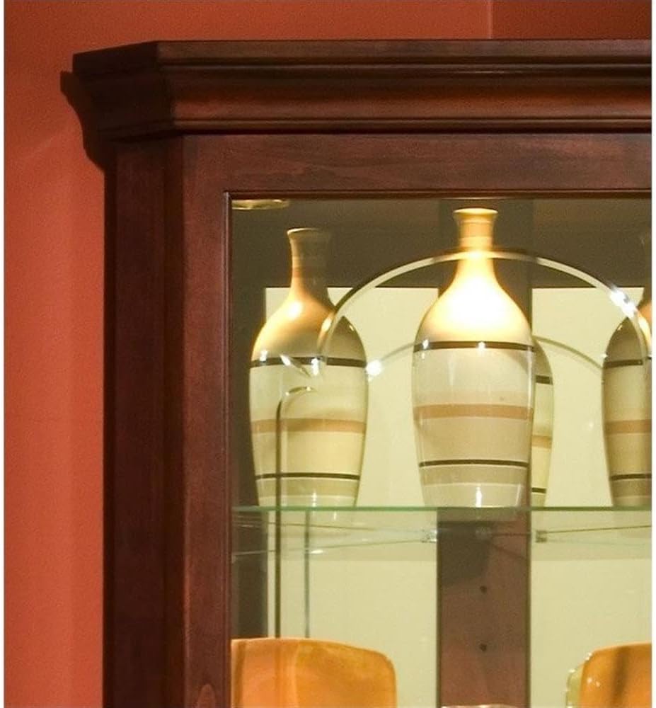 Pulaski Furniture Wood Framed 4 Shelf Corner Curio Cabinet in Cherry Brown