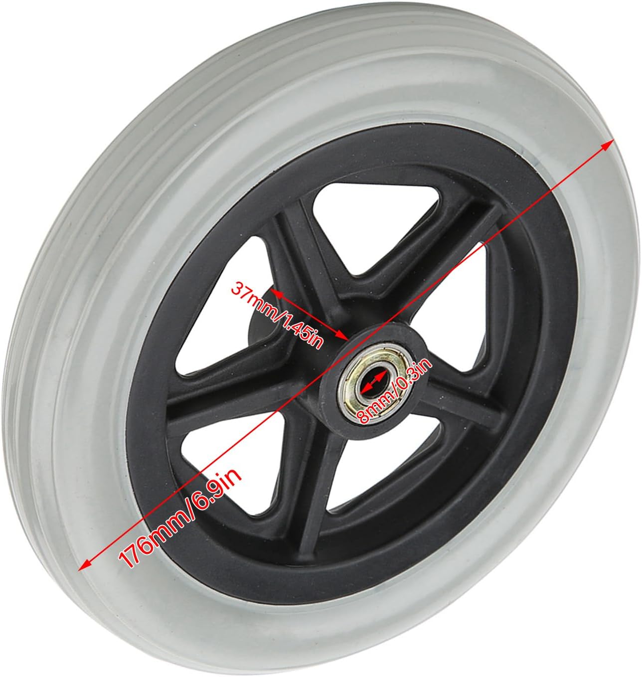 Wheelchair Front Wheels, 7 Inch Front Caster Disabled Anti-Slip Rubber Wheels Wheel Replacement for Wheelchairs, Rollators, Walkers