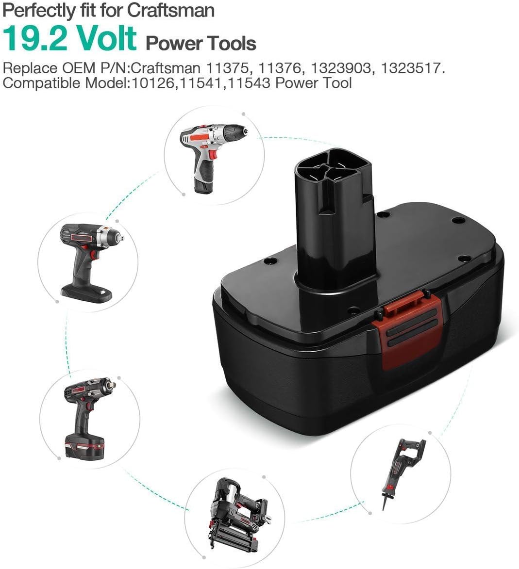 VANON 2Pack 4.8Ah 19.2V Ni-MH Replacement for Craftsman 19.2 Volt Battery