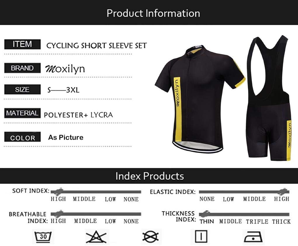 Men's Quick-Dry Cycling Jersey Set Road Bike Bicycle Shirt + Bib Shorts with 9D Gel Pad MTB Riding Clothing Kit