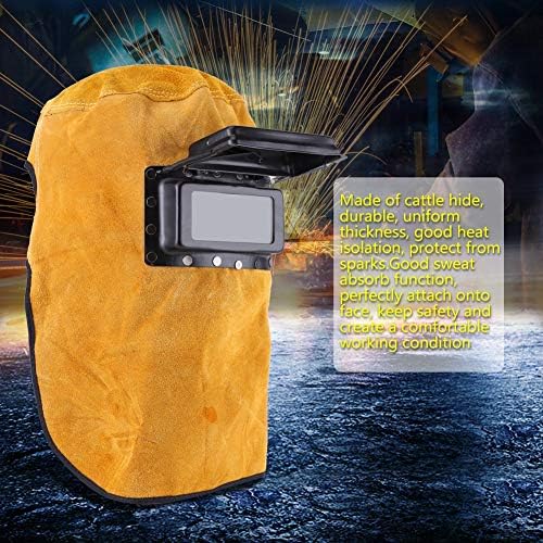 Welding Helmet, Heat Breathable Welding Mask with Lens, Leather Mask for MIG ARC Weld Hood Helmet
