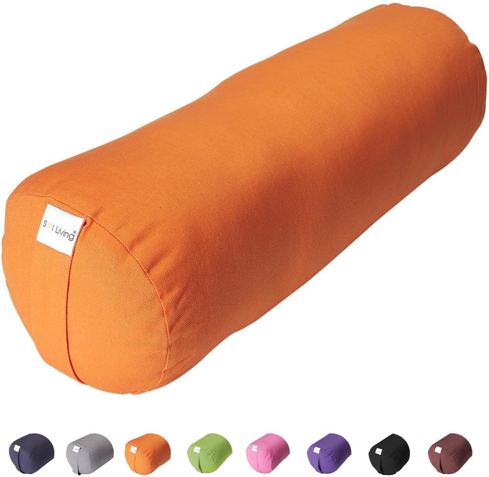 Sol Living Yoga Bolster Pillow for Restorative Yoga, 100% Cotton Meditation Cushion