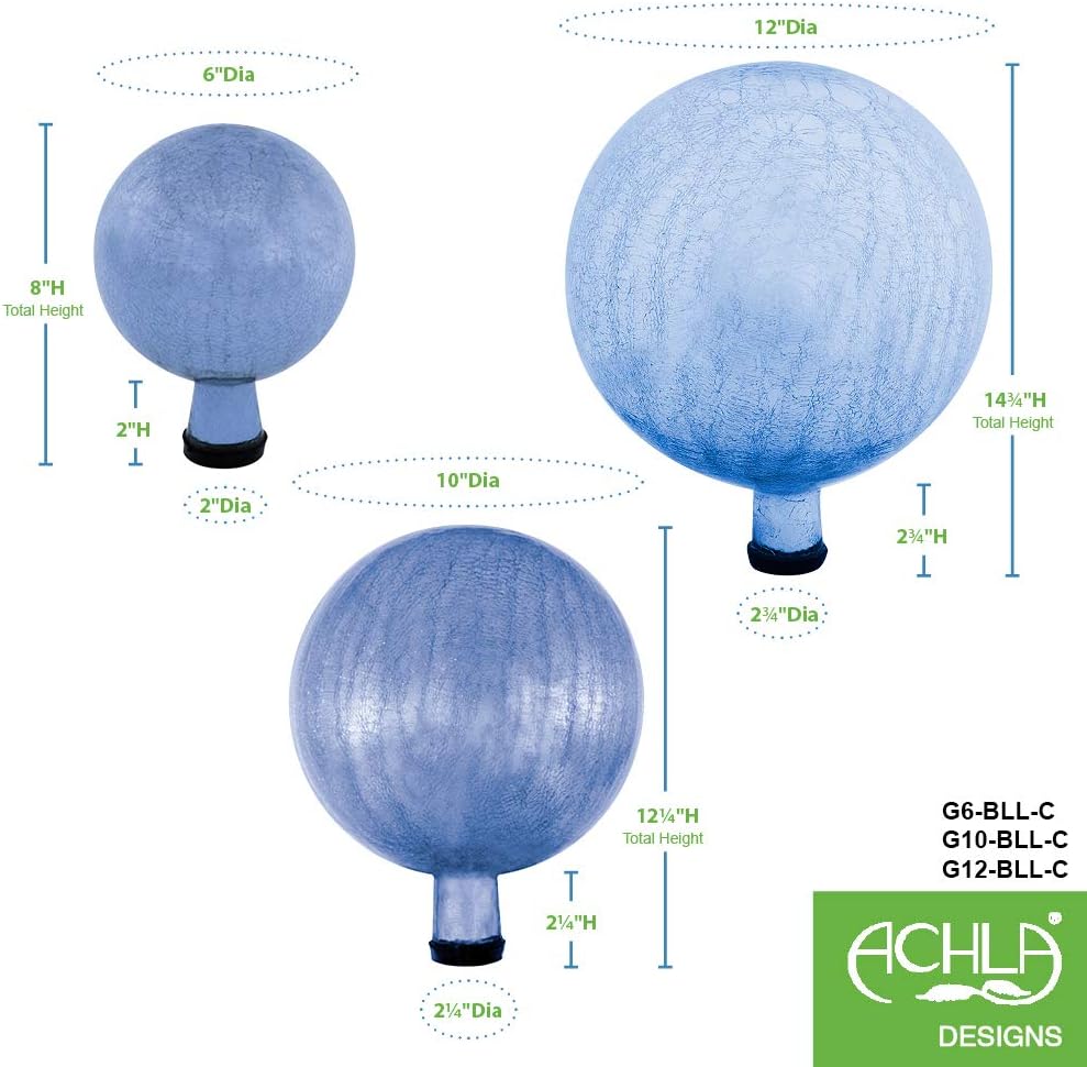 Achla Designs G10-FG-C Gazing, Fern Green 10 inch Glass Garden Globe Ball Sphere, 10