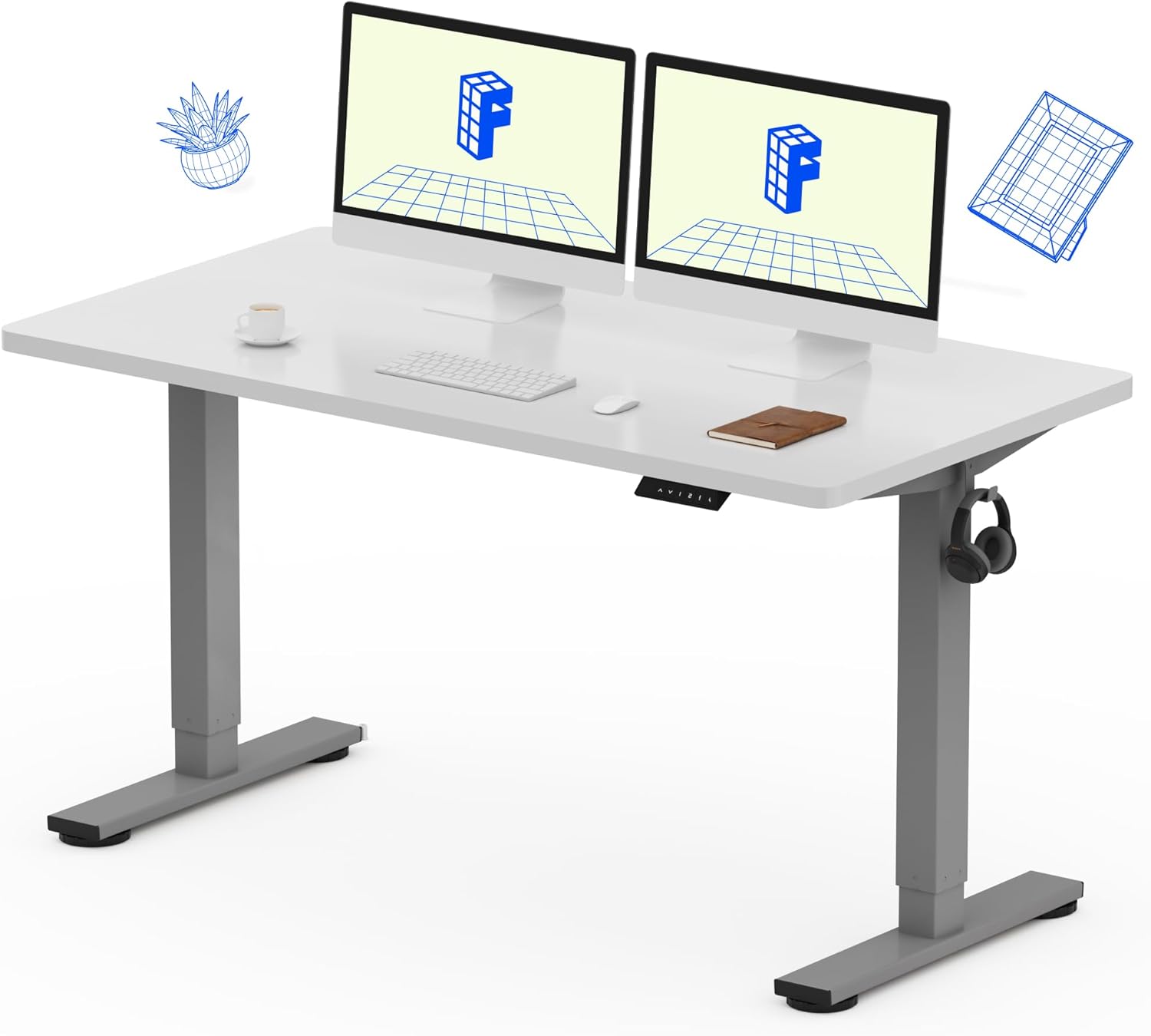 FLEXISPOT EN1 One-Piece Standing Desk, Electric Adjustable with 4 Memory Presets, 176 LBS Capacity, Stable & Quiet