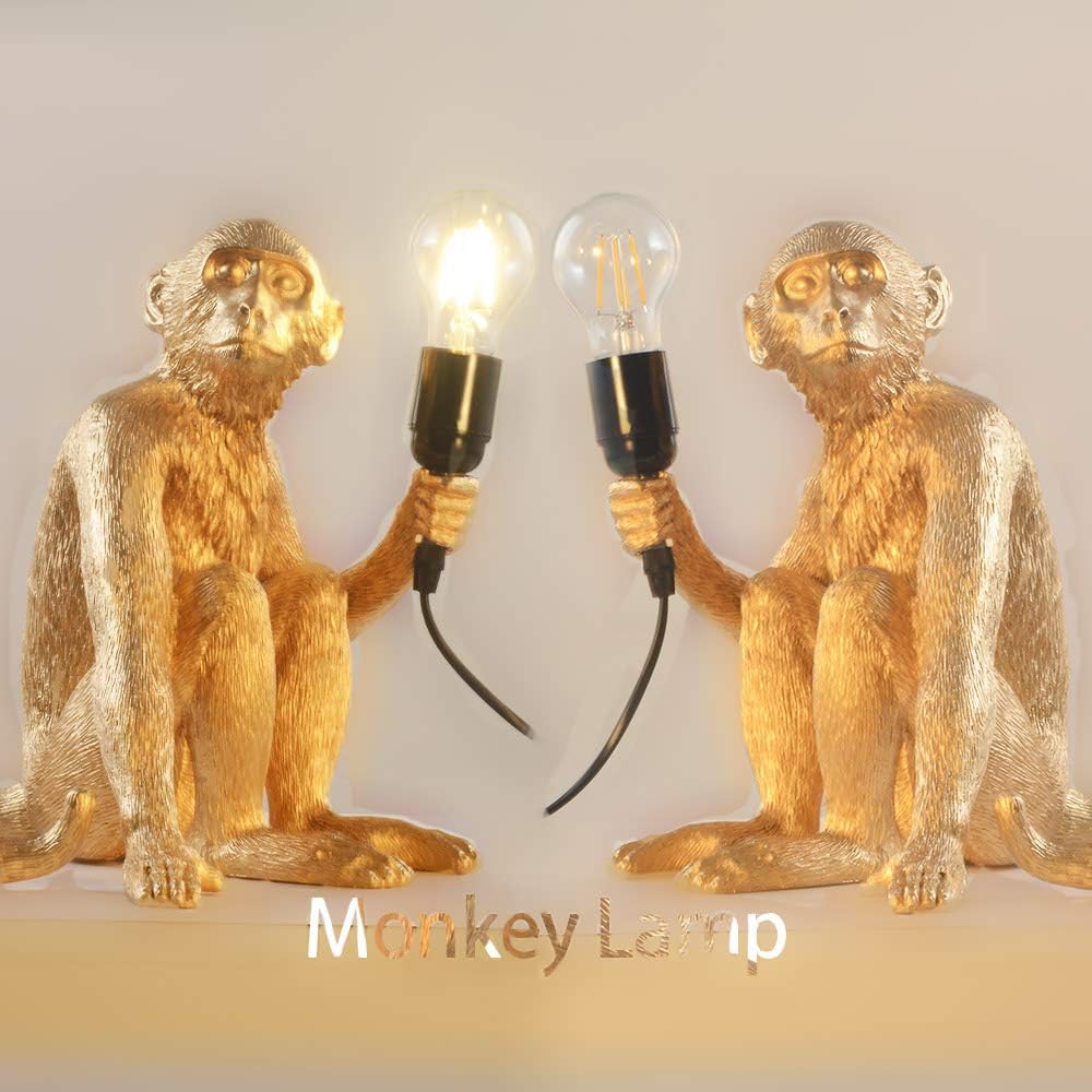 Golden Monkey Table Lamp, LongTN LED Resin Sitting Monkey Lighting