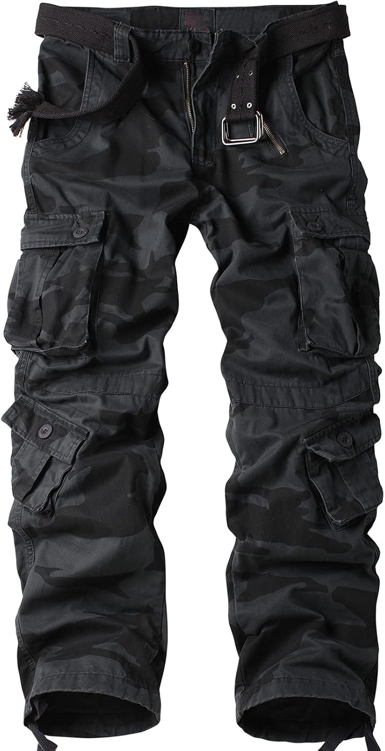Mens Cargo Pants Camo Work Tactical Rip Stop BDU Casual Army Military Pants | 100% Cotton,Wear Resistant,Breathable,Sweat-absorbent,Men's Wild Cargo Pants with 8 Pockets,Relaxed Loose Fit Hiking Pants