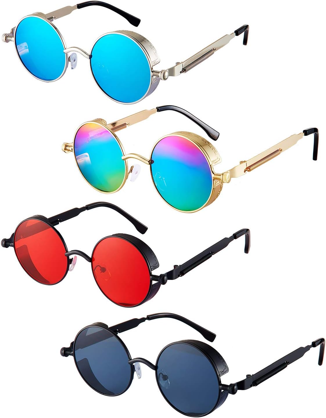 Frienda 4 Pcs Retro Steampunk Sunglasses