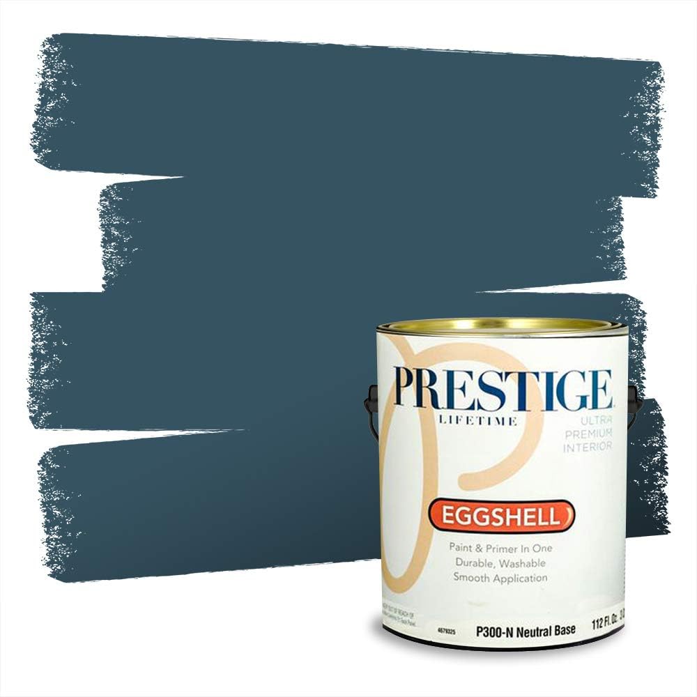 PRESTIGE Paints Exterior Paint and Primer In One, 1-Gallon, Semi-Gloss, Comparable Match of Behr* Intercoastal Gray*