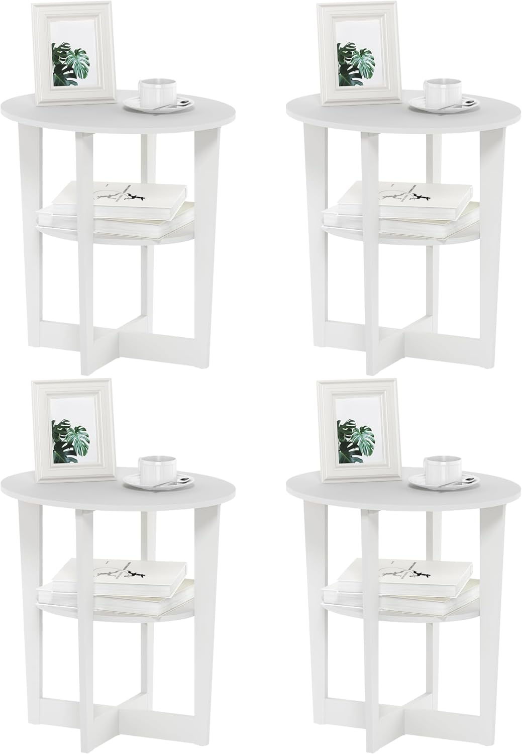 Furinno SIMPLE DESIGN Side Table, 2-Tier Modern End Table with Soft Edges, Open Shelves Night Stand, Bedside Table, for Living Room, Bedroom, French Oak