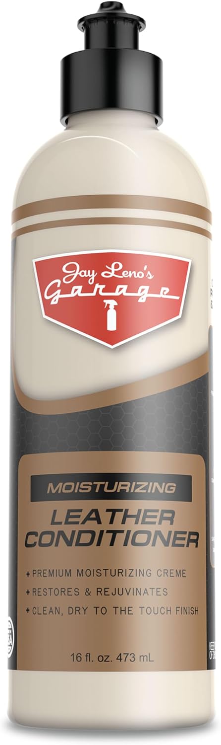 Jay Leno's Garage Leather Cleaner – Deep-Cleaning Leather Seat Cleaner for Car Interior, pH-Balanced Car Refresher That Gently Cleans, Lifts Grime, Refurbish and Restores All Leather Surfaces (16 oz)